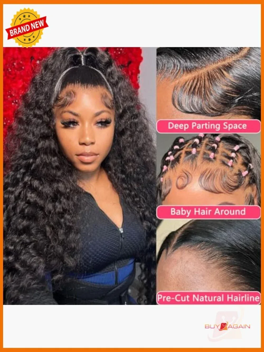 24 Inch Water Wave Lace Front Wig Human Hair 180 Density Glueless Pre Plucked